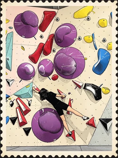 Vintage style illustration of a climbing scene